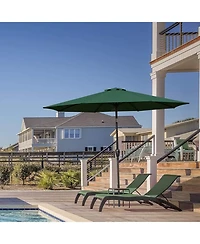 Flynama One Simple Deluxe 9ft Outdoor Market Table Patio Umbrella with Button Tilt, Crank and 8 Sturdy Ribs for Garden, Green