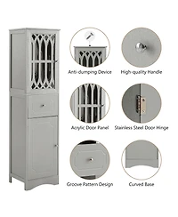 Casainc 63.8"H Tall Bathroom Cabinet with Drawer, Doors, Adjustable Shelf, Mdf & Acrylic