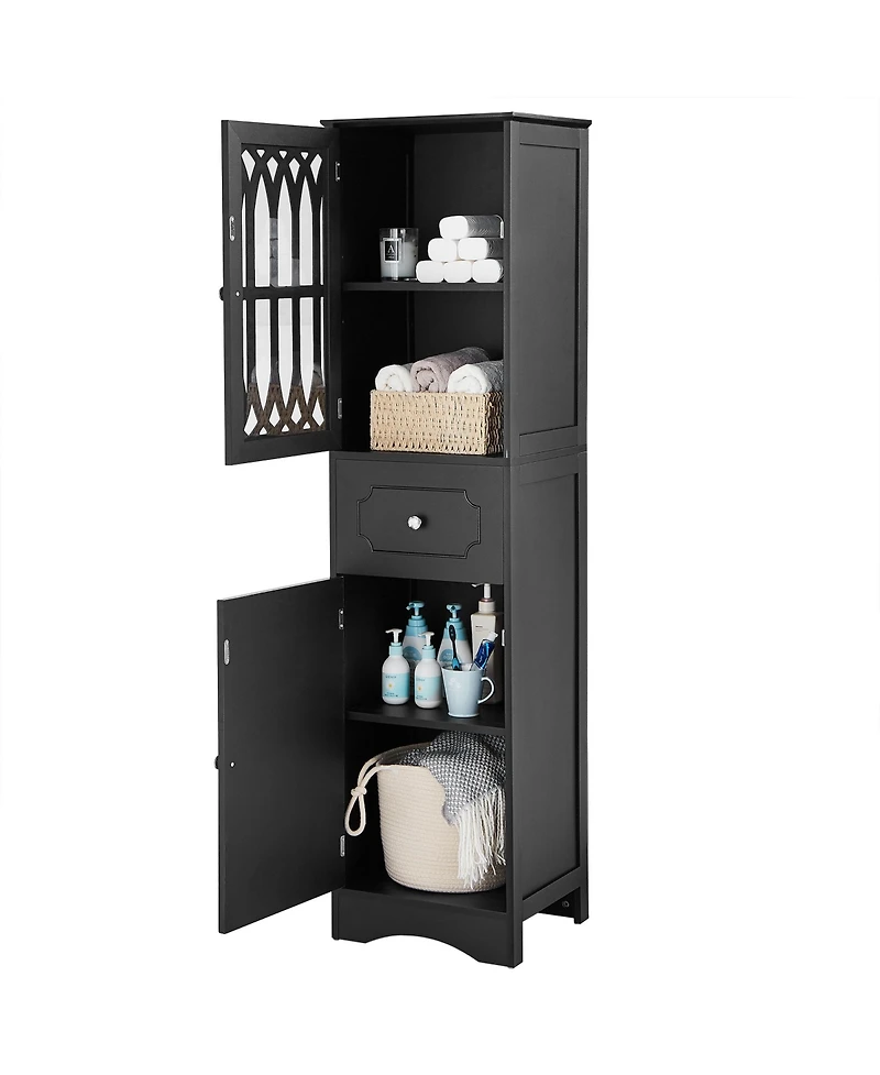 Casainc 63.8"H Tall Bathroom Cabinet with Drawer, Doors, Adjustable Shelf, Mdf & Acrylic