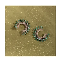 Sohi Women's White Stone Hoop Earrings