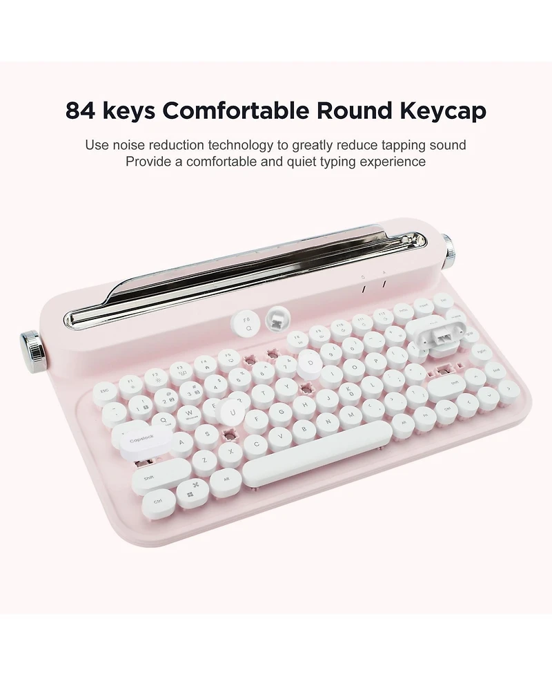 Yunzii Actto B305 Wireless Keyboard, Retro Bluetooth Aesthetic Typewriter Style Keyboard with Integrated Stand