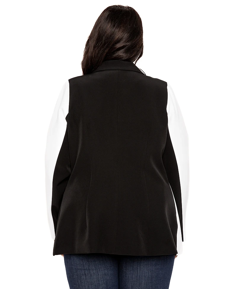 Buxom Couture Plus Contrast Double Breasted Blazer