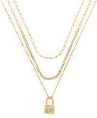 Unwritten Cubic Zirconia Love Locket Pendant Layered Necklace Set