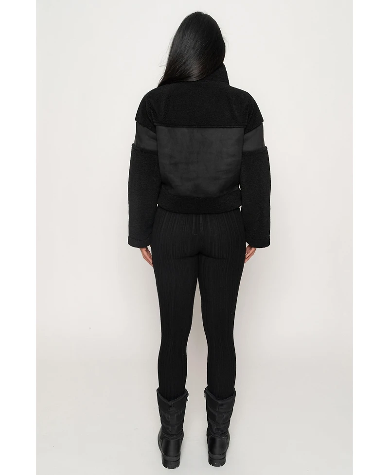 Jluxlabel Women's Suede And Sherpa Jacket