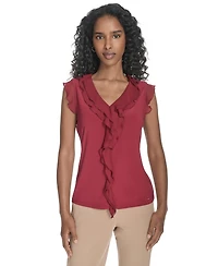 Tommy Hilfiger Women's Ruffled Mixed-Media Top
