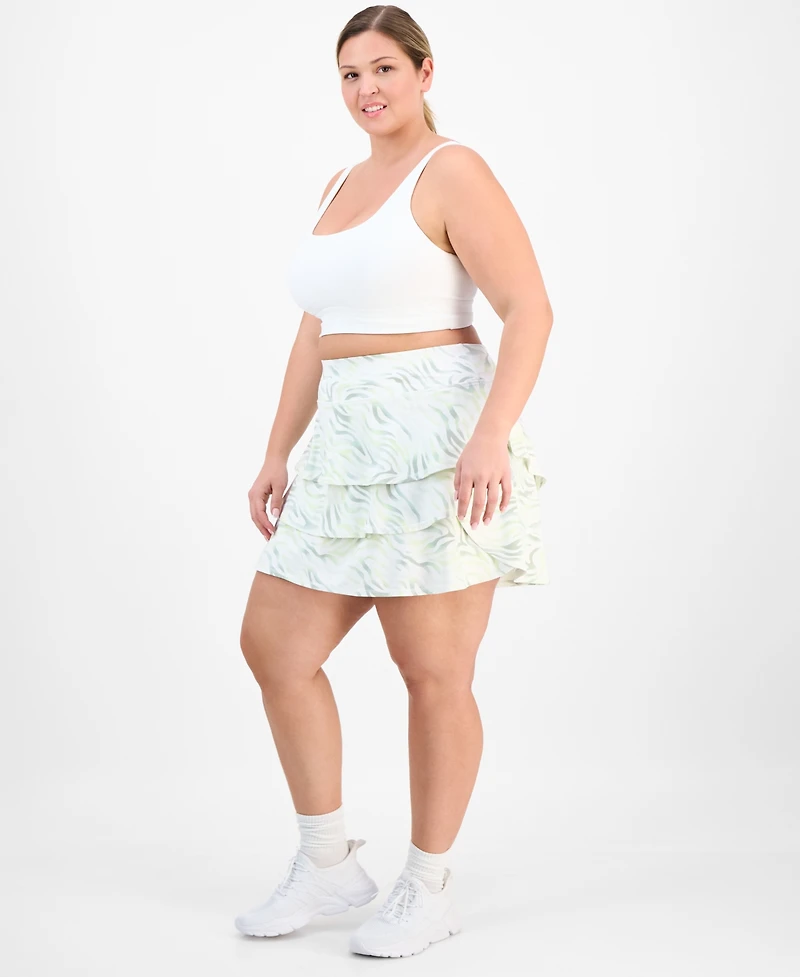 Id Ideology Plus Zebra-Print Flounce-Hem Skort, Macy's Exclusive