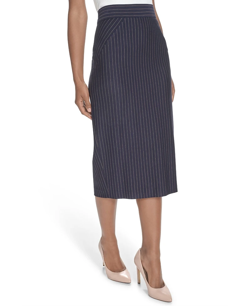 Tommy Hilfiger Women's Pinstriped Midi Skirt