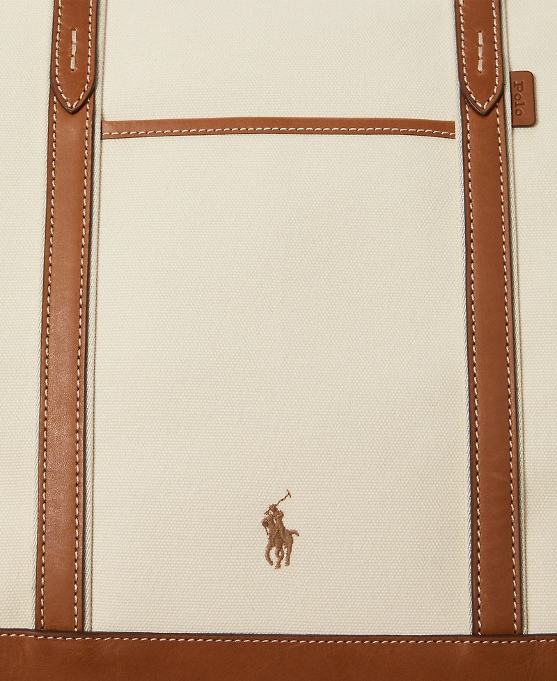 Polo Ralph Lauren Women's Leather-Trim Canvas Large Shopper Tote