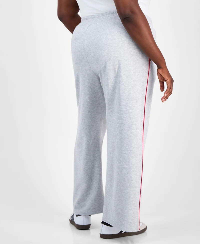 Rebellious One Trendy Plus Contrast-Piped Fleece Sweatpants