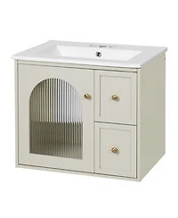 Casainc 24" Wall-Mounted Vanity with Sink, 2 Drawers and 1 Soft-Close Door