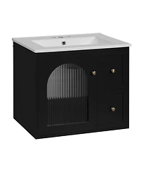 Casainc 24" Wall-Mounted Vanity with Sink, 2 Drawers and 1 Soft-Close Door