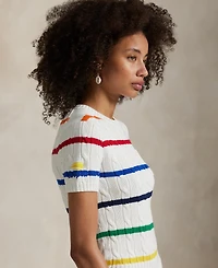 Polo Ralph Lauren Women's Us Open Striped Cable Cotton Sweater