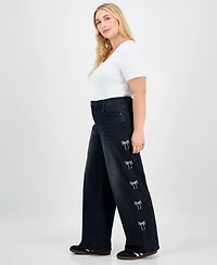 Madden Girl Trendy Plus Ultra 90's Bow-Detail Straight Jeans