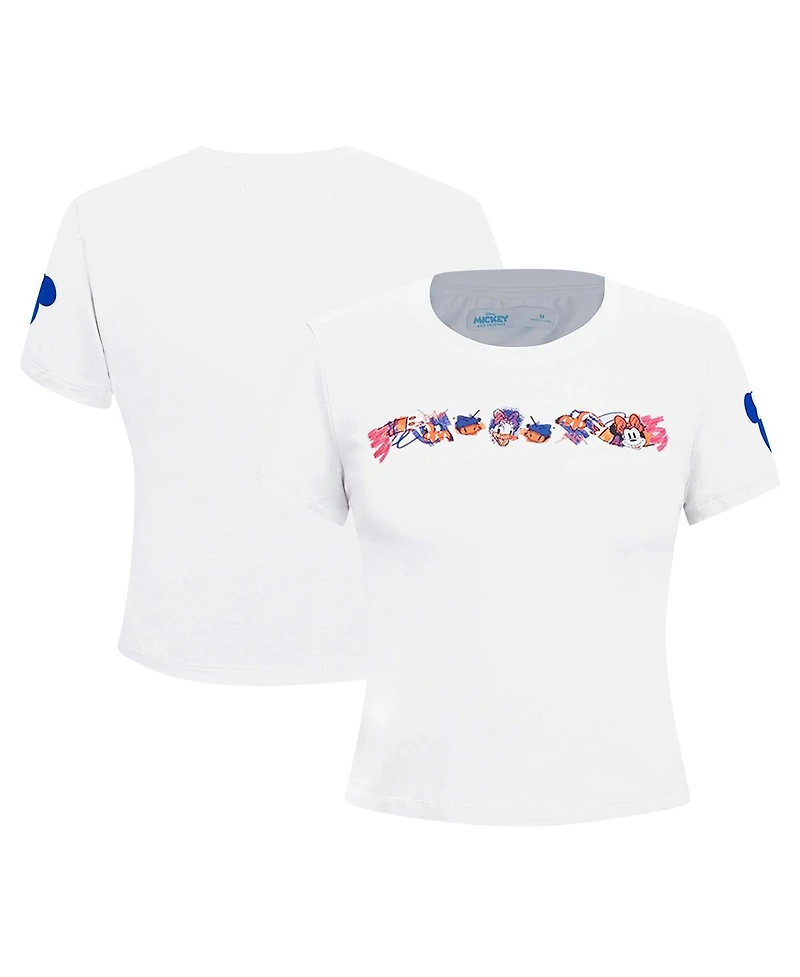 Freeze Max Women's White Mickey Friends Babydoll Cropped T-Shirt