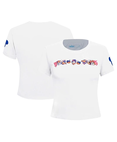Freeze Max Women's White Mickey Friends Babydoll Cropped T-Shirt