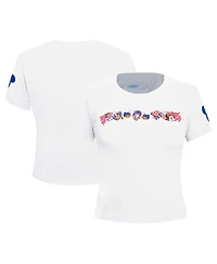 Freeze Max Women's White Mickey Friends Babydoll Cropped T-Shirt