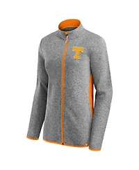 Fanatics Women's Heather Gray Tennessee Volunteers Block Party Fleece Full-Zip Sweater