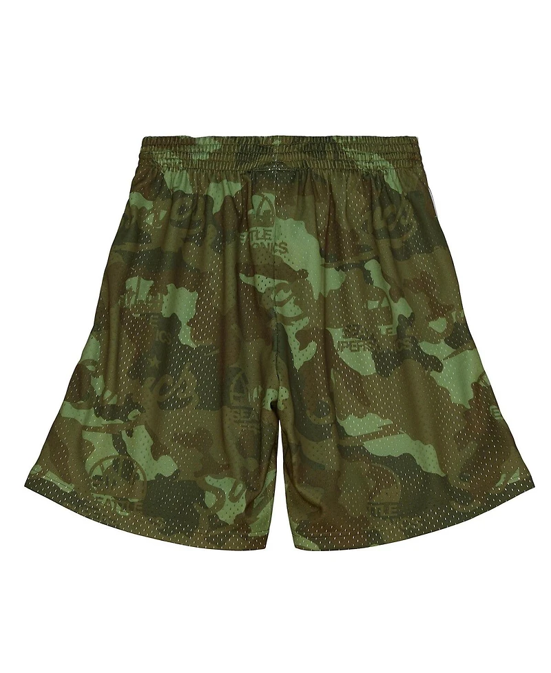 Mitchell & Ness Men's Camo Seattle Supersonics 1984-85 Hardwood Classics Ghost Green Swingman Shorts