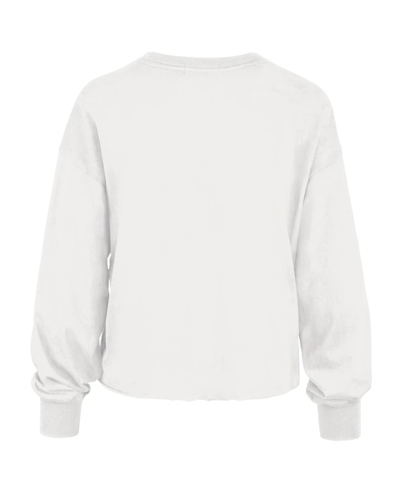 '47 Brand Women's Cream New York Knicks Parkway Wrapped Up Long Sleeve T-Shirt