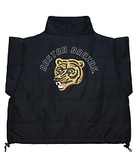 Mitchell & Ness Women's Black Boston Bruins Cropped Full-Zip Puffer Vest