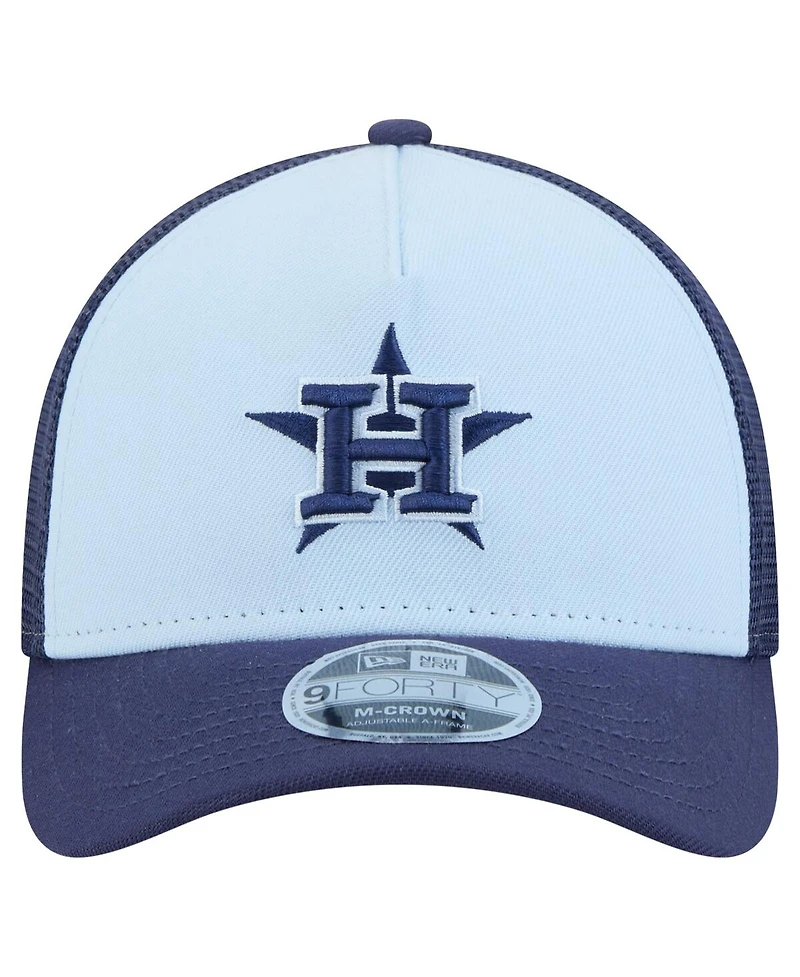 New Era Men's Light Blue/Navy Houston Astros 2-Tone Color Pack 9FORTY M-Crown A-Frame Adjustable Hat