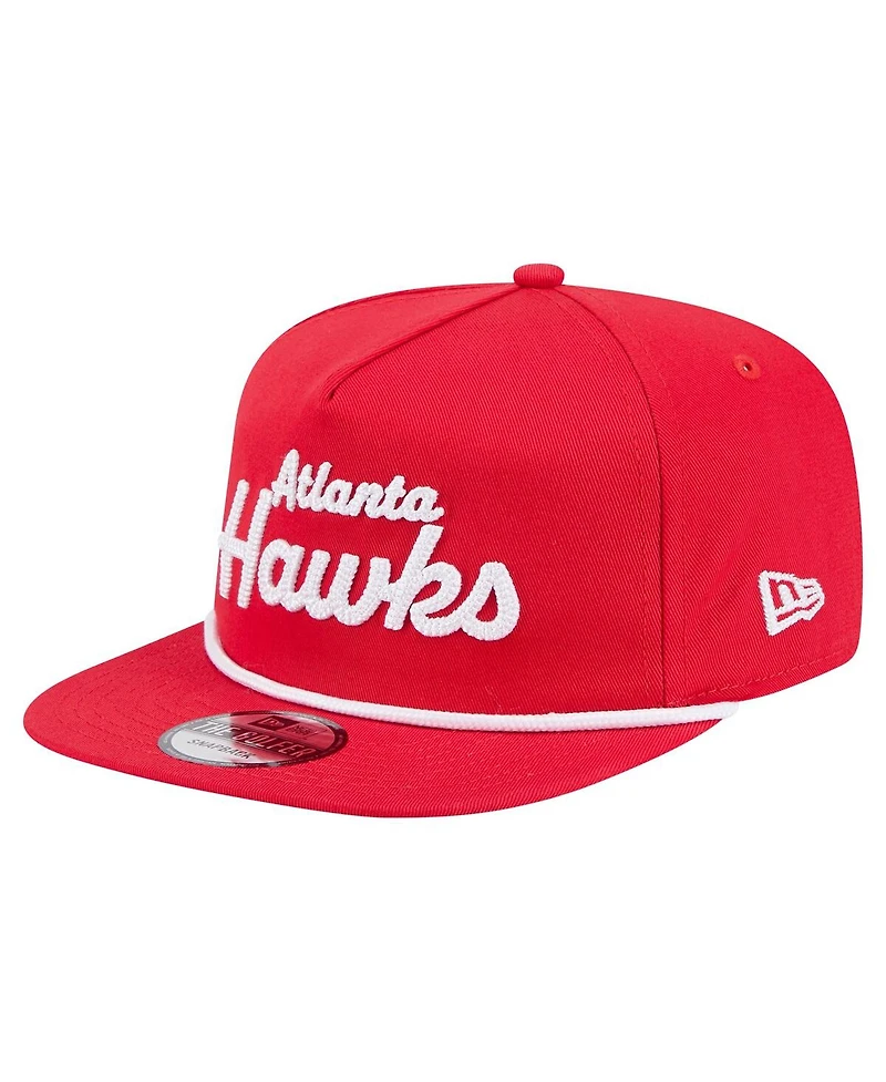 New Era Men's Red Atlanta Hawks Team Text Golfer Snapback Hat