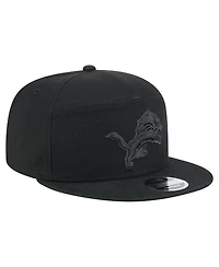 New Era Men's Black Detroit Lions Adventure Canvas Split Panel 9FIFTY Snapback Hat