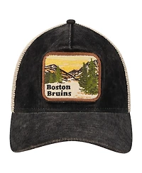 New Era Men's Black/Cream Boston Bruins Vintage Landscape 9TWENTY A-Frame Adjustable Trucker Hat