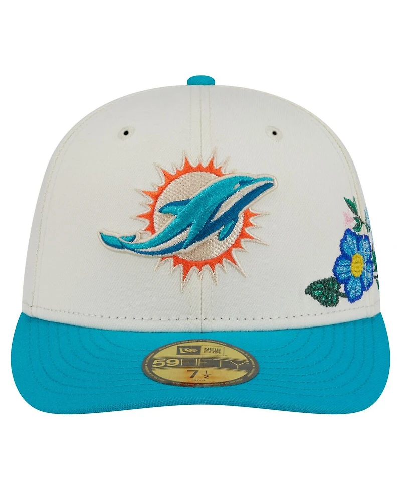 New Era Men's Cream/Aqua Miami Dolphins Tonal Floral 59FIFTY Fitted Hat