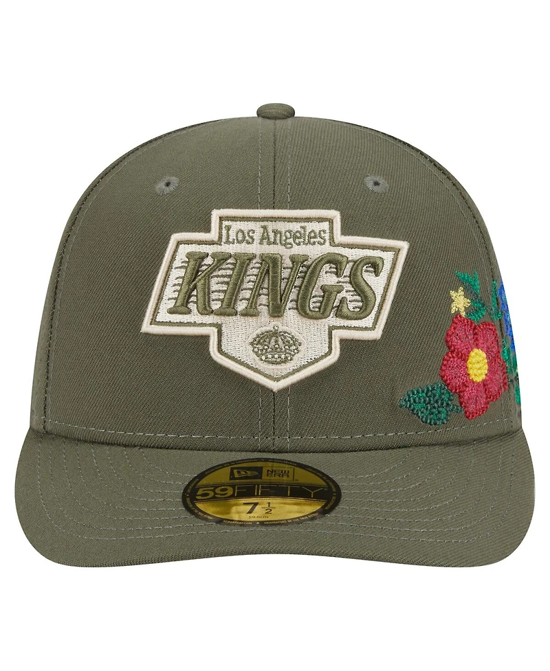 New Era Men's Olive Los Angeles Kings Tonal Florals 59FIFTY Fitted Hat