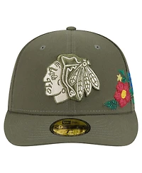 New Era Men's Olive Chicago Blackhawks Tonal Florals 59FIFTY Fitted Hat