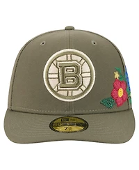 New Era Men's Olive Boston Bruins Tonal Florals 59FIFTY Fitted Hat