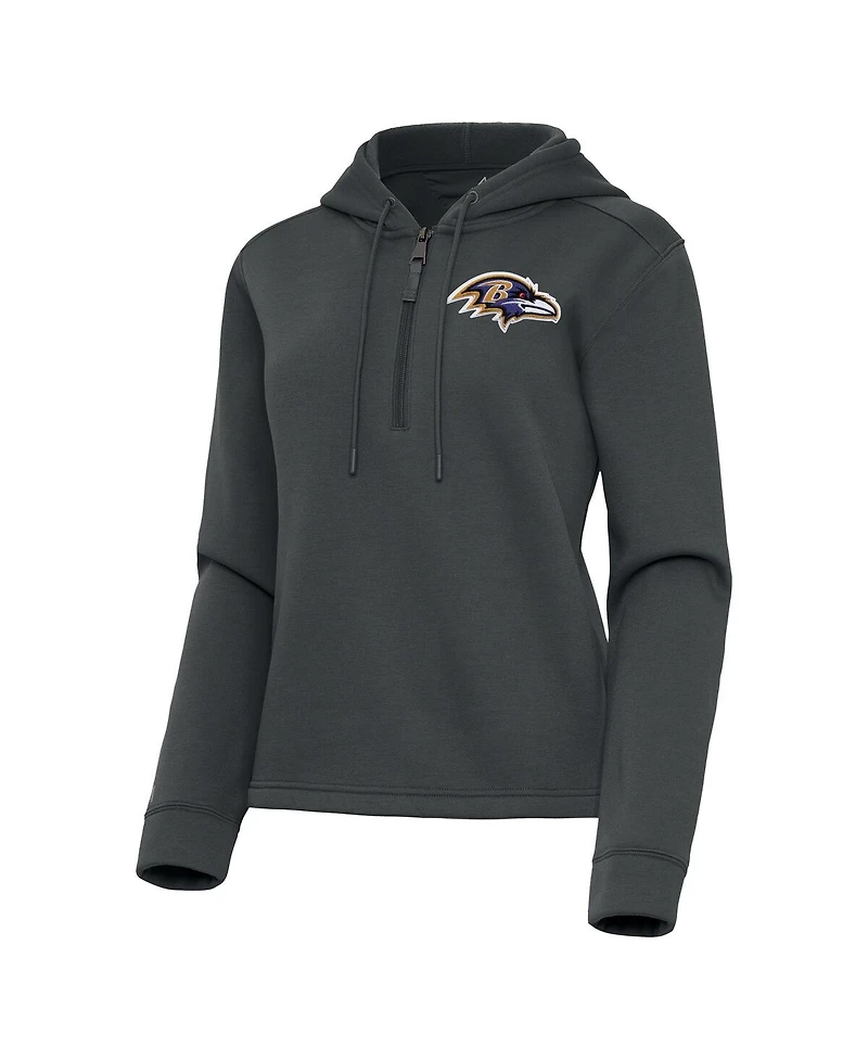 Antigua Women's Pewter Baltimore Ravens Contemporary Quarter-Zip Hoodie