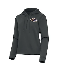 Antigua Women's Pewter Baltimore Ravens Contemporary Quarter-Zip Hoodie