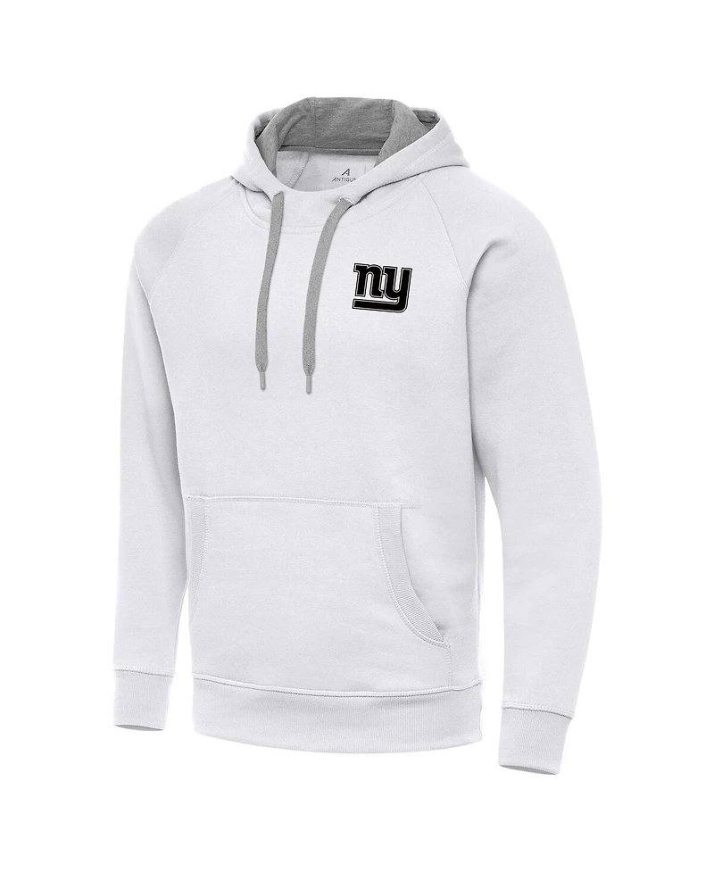 Antigua Men's White New York Giants Brushed Carbon Victory Pullover Hoodie