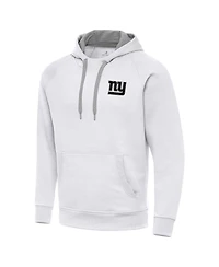Antigua Men's White New York Giants Brushed Carbon Victory Pullover Hoodie