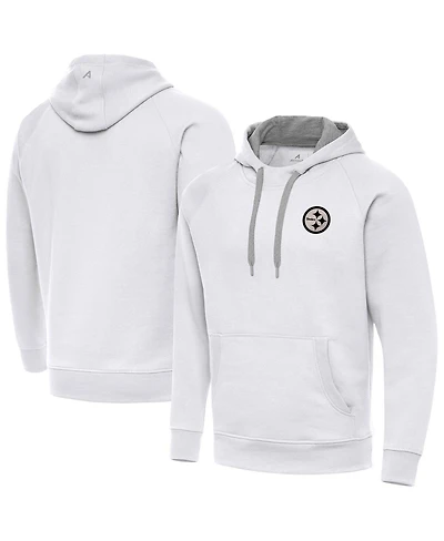 Antigua Men's White Pittsburgh Steelers Brushed Carbon Victory Pullover Hoodie