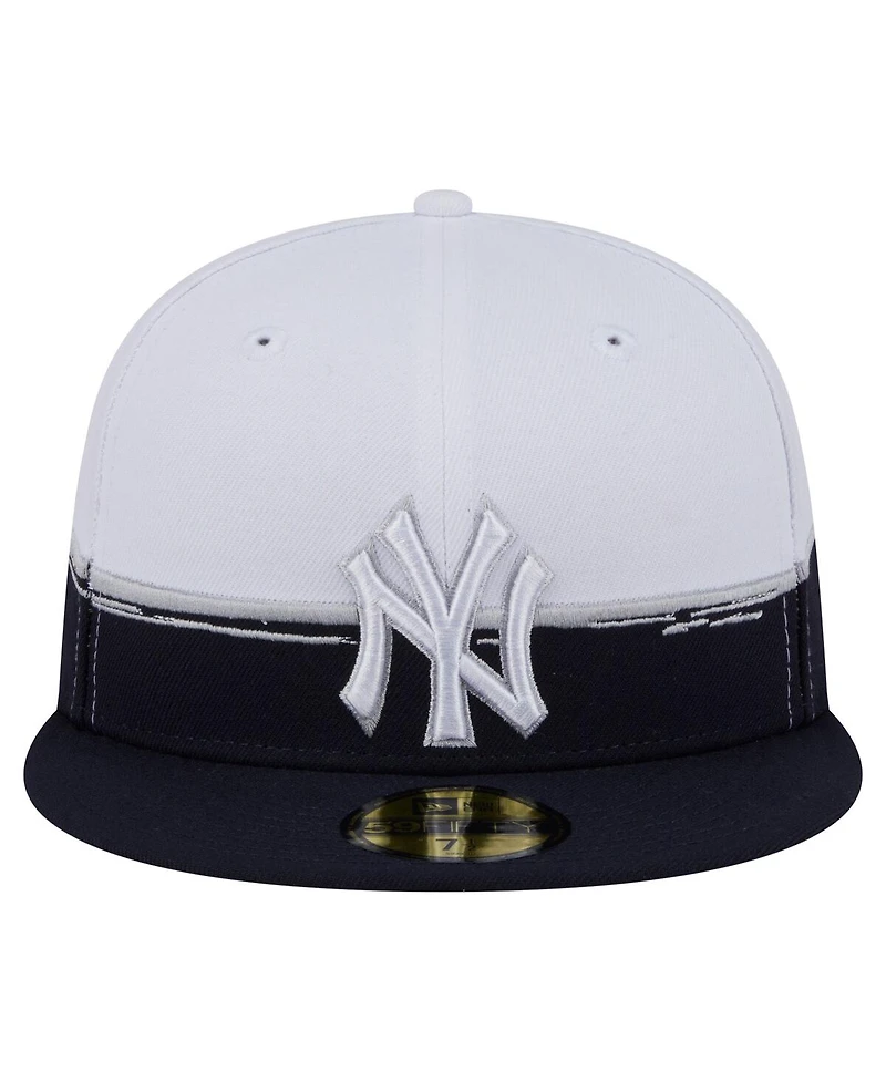 New Era Men's Navy/White New York Yankees Paint Stroke 59FIFTY Fitted Hat