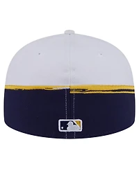 New Era Men's Navy/White Milwaukee Brewers Paint Stroke 59FIFTY Fitted Hat