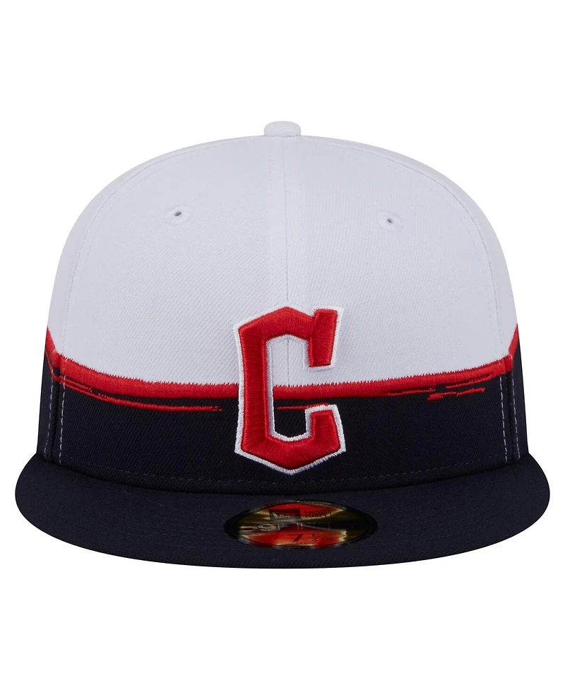 New Era Men's Navy/White Cleveland Guardians Paint Stroke 59FIFTY Fitted Hat