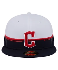 New Era Men's Navy/White Cleveland Guardians Paint Stroke 59FIFTY Fitted Hat