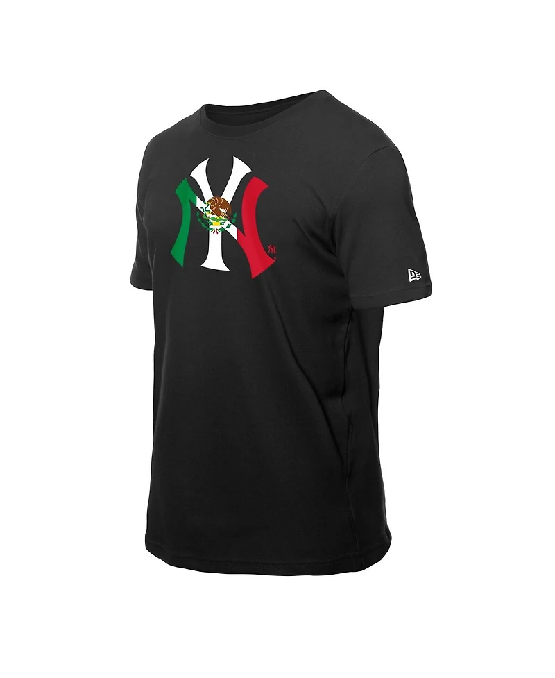New Era Men's Black New York Yankees Mexican Flag Logo T-Shirt