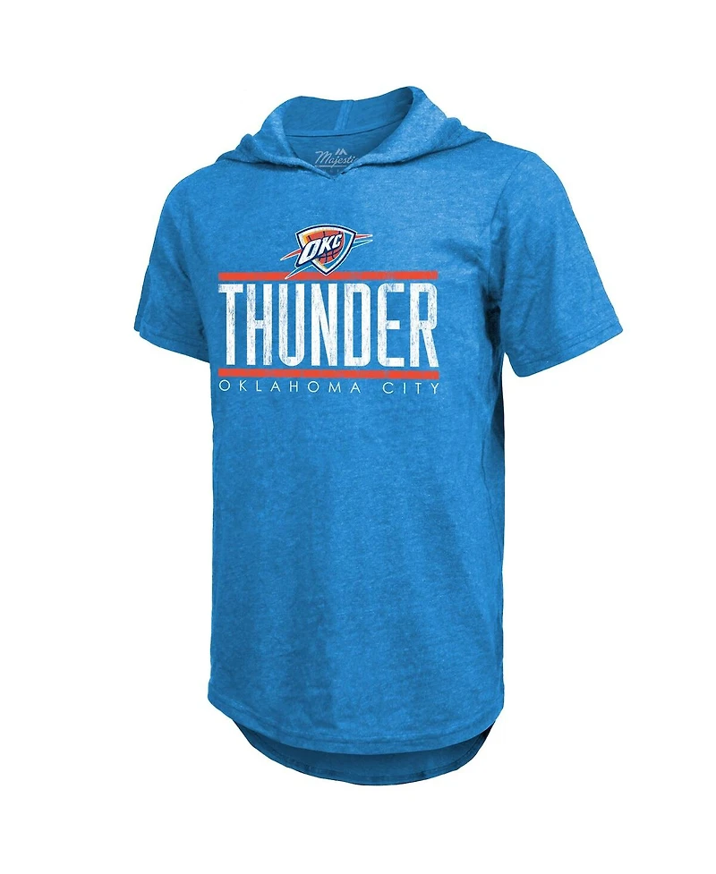 Majestic Men's Blue Oklahoma City Thunder Tri-Blend Hoodie T-Shirt