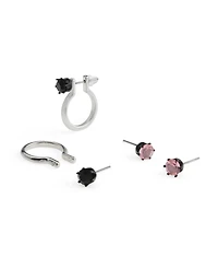 Steve Madden Faux Stone Punk Romance Stud Huggie Earring Set
