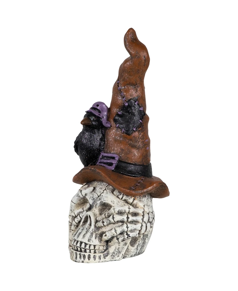 Northlight 22.75" Skull in Witch's Hat with Crow Halloween Decoration