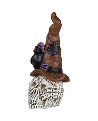 Northlight 22.75" Skull in Witch's Hat with Crow Halloween Decoration