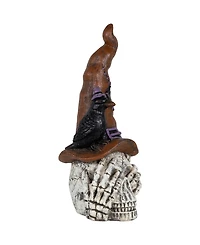 Northlight 22.75" Skull in Witch's Hat with Crow Halloween Decoration