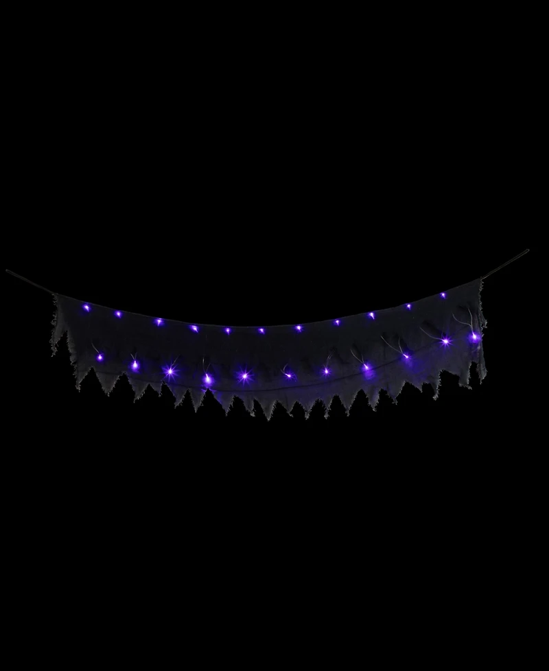 Northlight 7075" Lighted Raggedy Halloween Valance with Purple Led Lights
