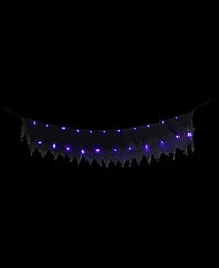 Northlight 7075" Lighted Raggedy Halloween Valance with Purple Led Lights