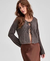 And Now This Women's Pointelle Tie-Front Cardigan, Exclusively at Macy's